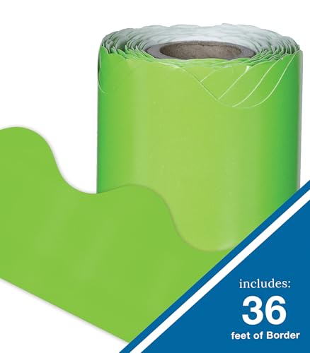 Carson Dellosa 36Ft of Lime Green Bulletin Board Borders, 13 Strips of Neon Scalloped Trim for Rolling Whiteboard, Cork and Posterboard, Party, Office Decorations, and Classroom Decor - Thumbnail 2