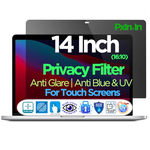 Image of Pxin 14 Inch (16:10) Touch Laptop Privacy Screen with OptiCare Vision Layer | Anti-Glare | Anti UV & Blue Light | Confidential View | Touch Laptop Privacy Filter