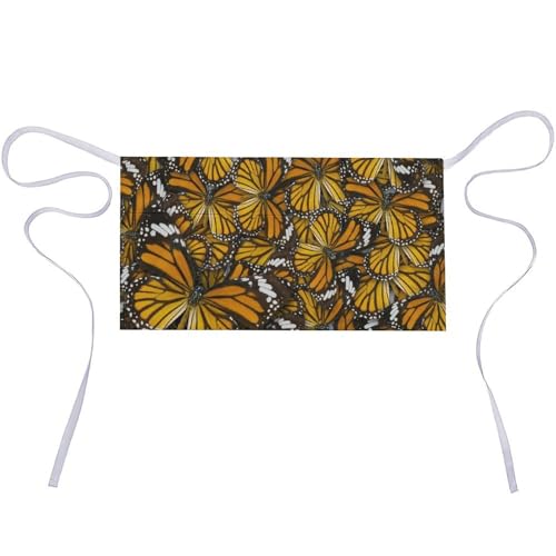 Tablier en tissu Oxford durable motif papillon orange demi-taille