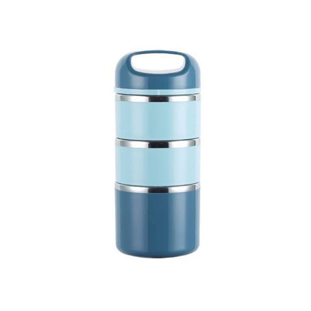 Fiambrera apilable de acero inoxidable REYG con bolsa térmica azul y cubiertos