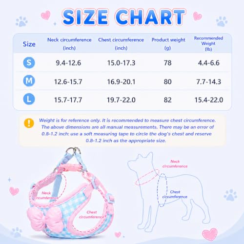 Sun Stars Pets Stylish No Pull Dog Harness with Leash for Small Dogs, Soft Breathable Adjustable Puppy Vest Harness for Walking, Cute & Comfortable Pet Harness, Pink & Blue,M by Sun Stars Pets - Image 2