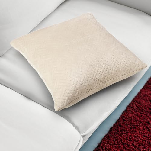Image of Encasa XO Velvet Cushion Covers, No Inserts, Set of 2, Beige