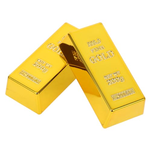 TOYANDONA 2 Stück künstliche Goldbarren-Nachbildung, Goldbarren-Dekoration, realistische Goldbarren-Requisite, Filmrequisite, Geschenk