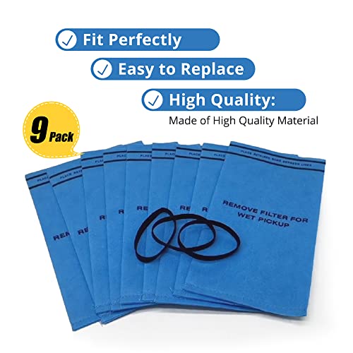 Smilefil 9 Pack Wet Dry Vacuum Filter Bags Compatible with Stinger 2.5 to 5 Gallon WS0255VA, WORKSHOP WS01025F, Craftsman 9-38737, MultiFit VF2000, Select 2-1/2 to 5-Gallon Shop Vac Vacuums