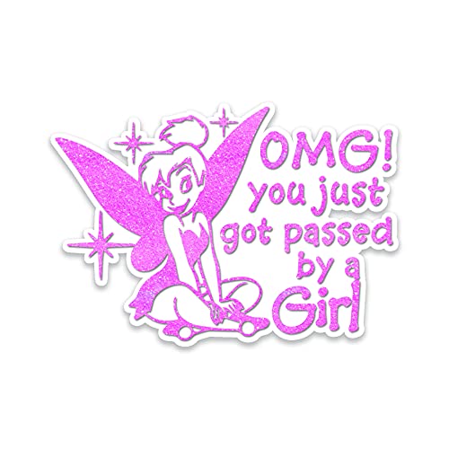 tinkerbell auto decals - OMG You Got Passed by A Girl Tinkerbell Vinyl Sticker Auto Car Truck Wall Laptop | 5.5