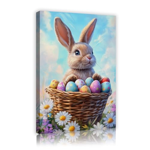 Tableau sur toile œufs de Pâques et marguerites TOANGWALL 30x45cm