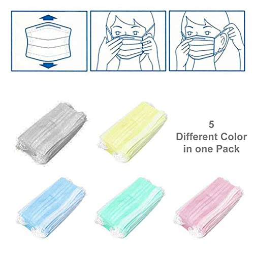 Image of La' Forte 3Ply Disposable Face Masks Multicolor Face Mask for Women and Men 3 Layer (100 Pcs Pack)