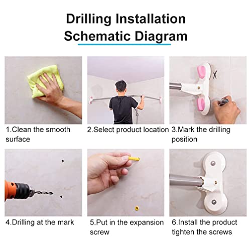 Hershii Curved Corner Shower Curtain Rod Wall Mounted L-Shaped Bathroom Curtain Hanger Pole Decorative Extendable Bathtub Metal Shower Rail Bar 40.15'' X 46.45 ''- 70.86'' #TOP4