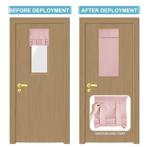Image of RYB HOME Door Curtains for Small Windows, Full Privacy Protect Room Darkening Sides Drapes for Classroom Door Window Kitchen, 1 Panel, Orange Pink W12 x L30