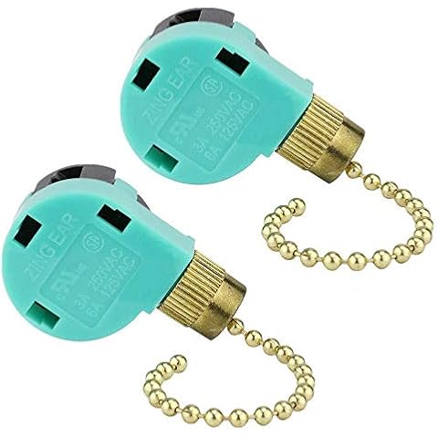 2Pcs ZE-268S6 3 Speed 4 Wire Ceiling Fan Switch Wall Light Control Pull Chain Switch Cover