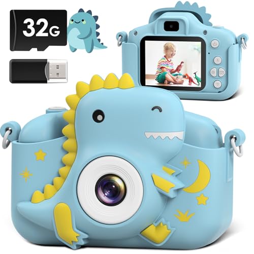 Câmara com fotos infantis, GREENKINDER câmara de fotos para crianças com ecrã de 2,0 polegadas, 20 MP e 1080P HD câmaras digitais para crianças com 32 GB TF cartão, brinquedos de câmara para meninos e