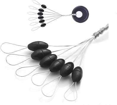 600 pcs Fishing Rubber Bobber Beads Stopper Bobber Stops 6 in 1 Float Sinker Stops