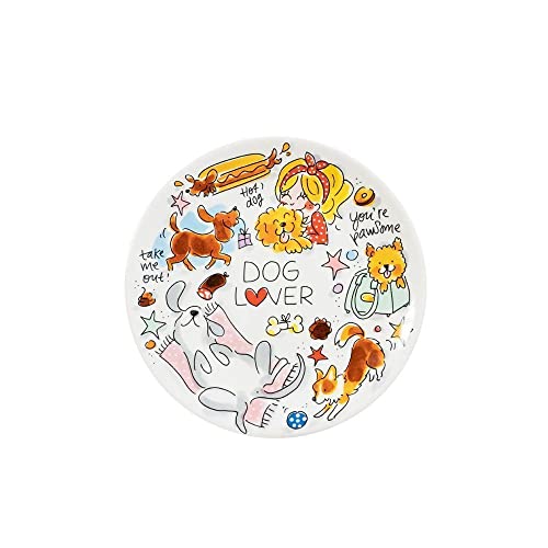 Blond Amsterdam Frühstücksteller Dog Lover Ø22 cm Handbemalt – Hundenmotive – Geschenkidee für Hundefreunde