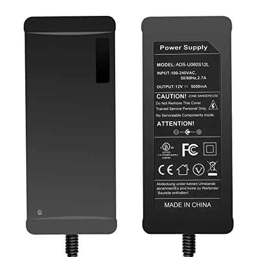 Binzet 12V 5A 60W Ac Dc Power Supply Adapter, Ac 100-240V To Dc 12V Transformers Power Converter Led Driver For Dc12V Led Strip Lights Wireless Router, Adsl Cats, Security Cameras #TOP3