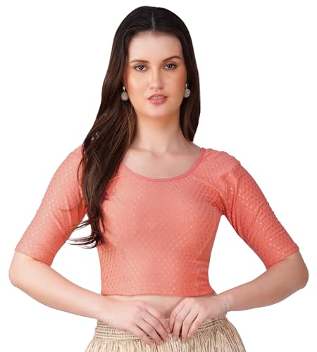 Image of Fressia Fabrics Women's Black Cotton Stretchable Readymade Saree Blouse