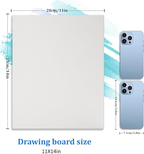 10 Pack 11x14 Inch Canvas Boards for Painting, Blank Canvases for Painting, Triple Primed for Oil & Acrylic Paints, 100% Cotton Canvas Panels for Acrylics Oil Watercolor Tempera Paints, 3mm Thickness - Thumbnail 2