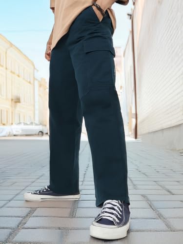 Image of Urbano Fashion Men's Loose Baggy Fit Solid Cargo Chino Trouser Pant with 6 Pockets Non-Stretchable