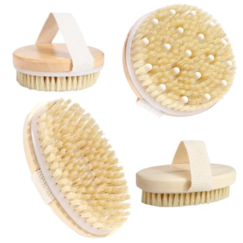 2 Pezzi Spazzola per il corpo, Spazzola da massaggio, Spazzola da massaggio con setole di cinghiale naturali