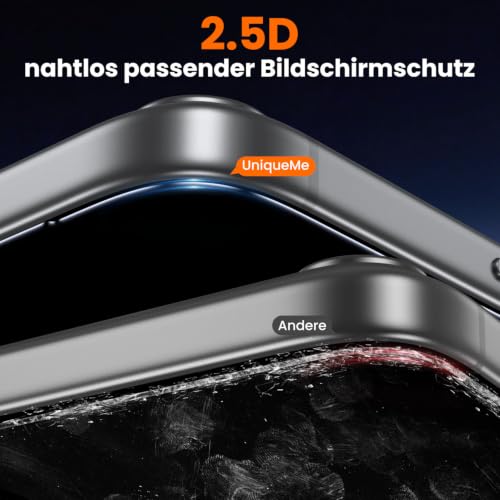 UniqueMe für iPhone 18 Pro für Panzerglas, 9H-Härte - 2 Stück Schutzfolie – Ansicht 4