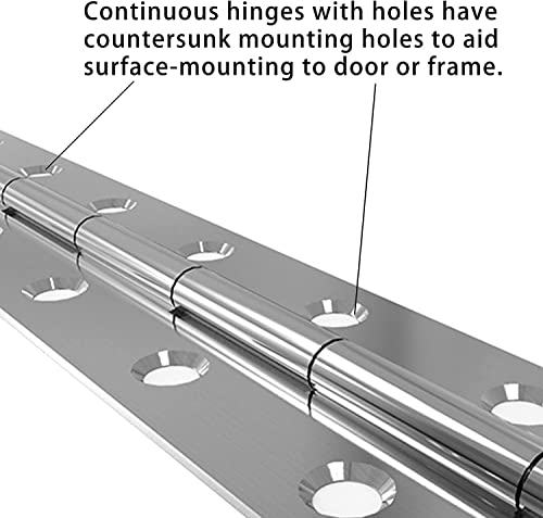 Piano Hinge 36 Inch Heavy Duty Stainless Steel Piano Hinge Continuous Hinge For Cabinet, Door, Diy Wood Boxes, 0.047" Leaf Thickness, 2" Open Width #TOP4