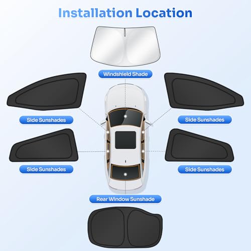 Image of Canvcle Window Shades for 2016-2022 Toyota Prius Hatchback Accessories Windshield Sun Shade Side Rear Window Cover Sunshade Sun Visor Shield Privacy Protection for Camping Keep Vehicle Cool Black 6PCS