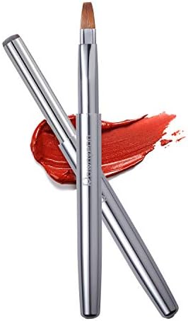 Lip Brush, Retractable Lip Brush with Cap Portable Applicators for Lipstick Lip Gloss Professional Natural Synthetic Bristles Makeup Brush Tool (Silver)
