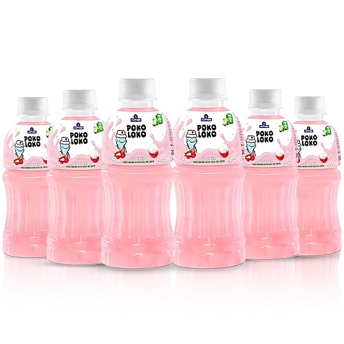 Image of Sapphire Poko Loko Lychee Flavoured Fruit Juice Drink with Nata De Coco | Refreshing Fruit Drink filled with Natural Fruit Fibres, 300ml (Pack of 6)