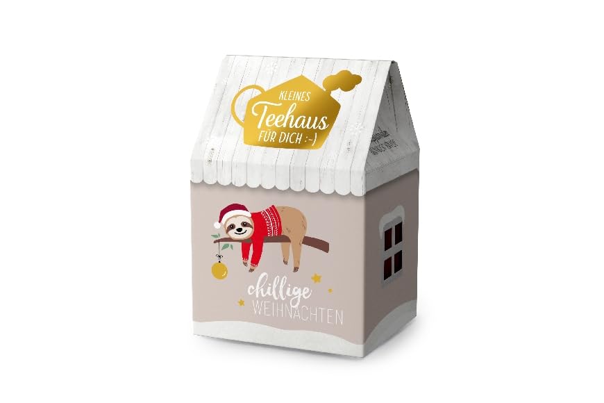 Mini Teehaus Weihnachts-Geschenkset- 12er Display mit 8x 3,5g Früchtetee Sauerkirsche - Sortierte Motive - Ideal als Wichtelgeschenk und Adventskalender-Füller (Display - Rot)