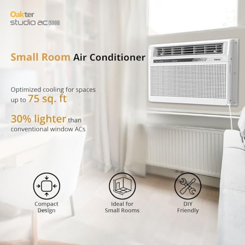 Image of Oakter 0.5 Ton Inverter Studio AC 5000 (2026 Model) 3 Star | 6 Amp Plug | Low Power Consumption | 50C Cooling | Surge Protection | Anti-Dust Filter | Ideal for 75 sq.ft Rooms