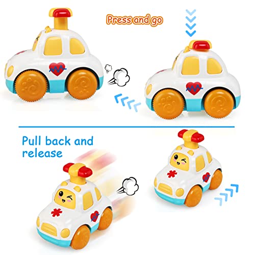 LEADSTAR Baby Aufziehauto,3 Stück Spielzeugauto Set Baby Auto Spielzeug Fahrzeuge Reibung Zurückziehen Spielzeugautos Autos Kinderspielzeug Strumpffüller für Jungen Mädchen Kinder ab 1 2 3 Jahre