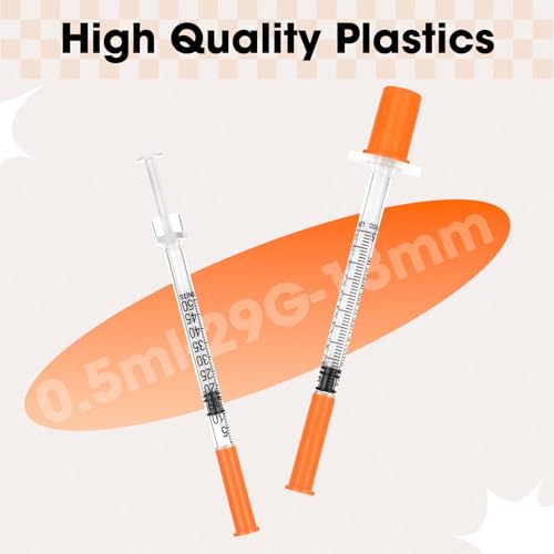 Image of 0.5ml Syringe with Cap, 29G 1 /2 inch 13mm 1 /2cc Syringes, Disposable Individual Package, Pack of 20