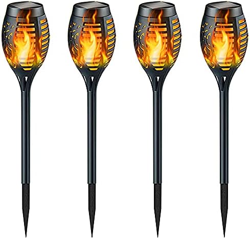 Solar Torch Light with Flickering Flame, StillCool Outdoor Solar Flame Effect Lantern, Garden Spotlights Landscape Decoration Stick Light for Patio Driveway Pathway(4 Pack)