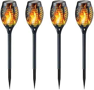 Solar Torch Light with Flickering Flame, StillCool Outdoor Solar Flame Effect Lantern, Garden Spotlights Landscape Decoration Stick Light for Patio Driveway Pathway(4 Pack)