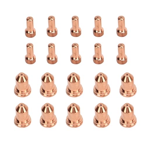 20Pcs Plasma Electrode Tip, 52558 Plasma Electrode 51311 Plasma Tip P1.3 Nozzle Brass Consumables Cutter Torch Nozzle Consumable Set for PT80 IPT?80 PTM?80