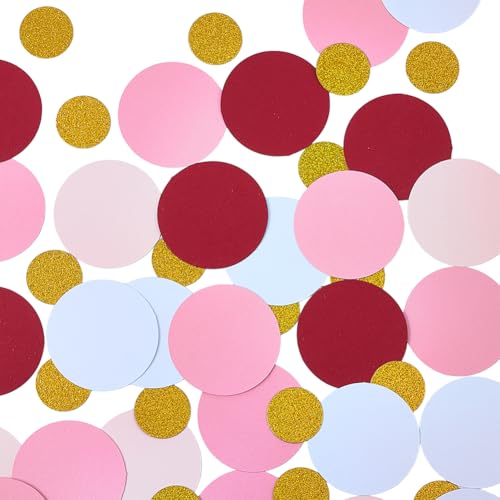 SUNNYCLUE 200 pz 5 colori Coriandoli di Carta Velina Rotondi Glitter Coriandoli Puntini Oro Rosso Rosa Bianco Carta Cerchio Spargere Granelli Decorazione Da Tavolo per Festa Fai Da Te Arte Artigianato