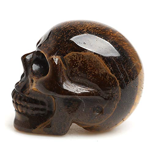 Crystal Moon CM16-YELLOWCM Healing Skull Quartz Crystal Figurines Sculpture Gemstone Natural Reiki Fluorite Stone Collectible Home Decor Length 2 Inches thumb #4