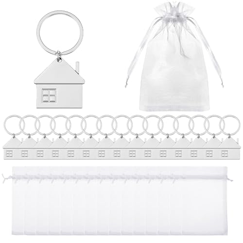 Wayilea 15 Pack Metal House Key Chain Cute Home Keychains