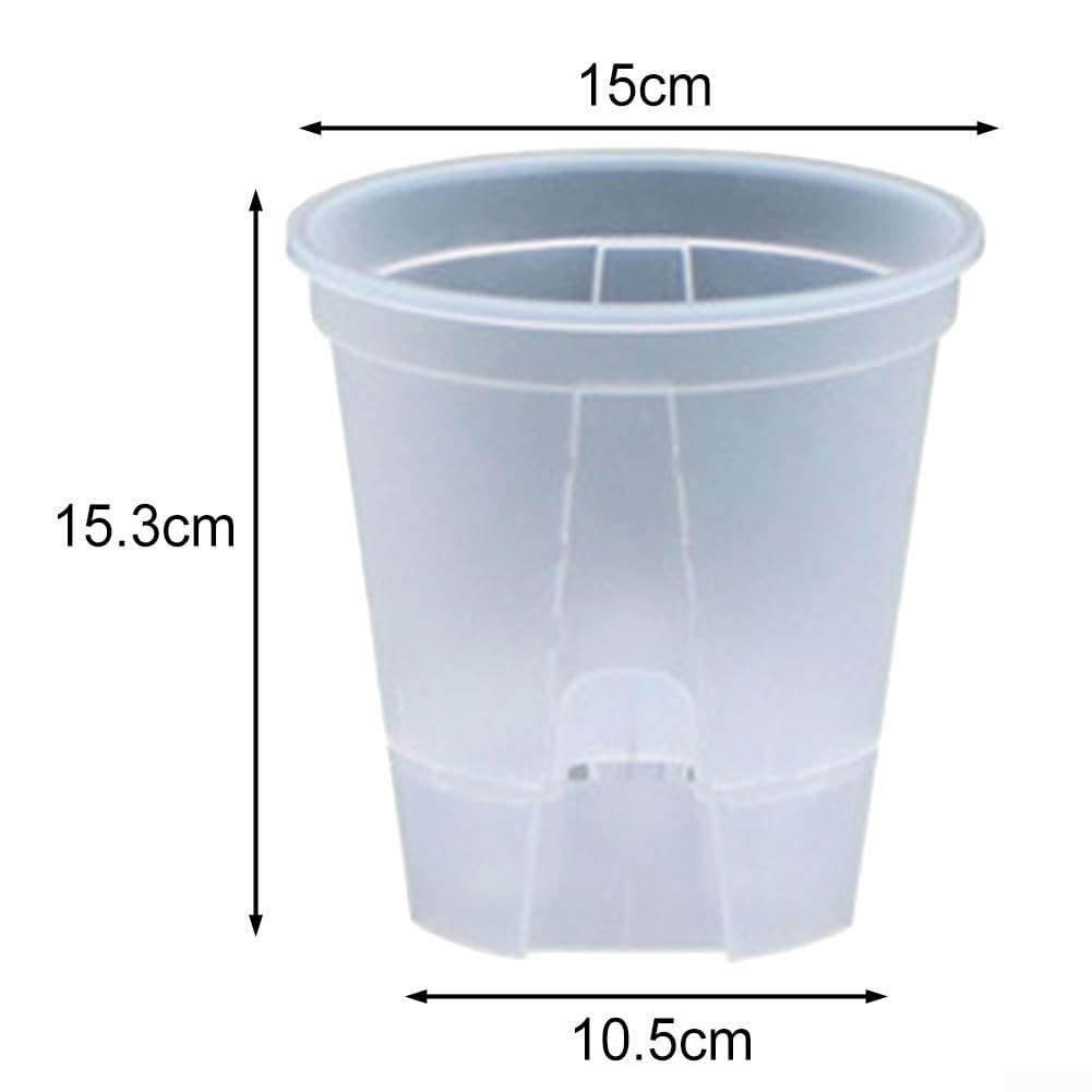 EasyByMall Lot de 5 pots de fleurs modernes en plastique avec soucoupe pour intérieur et extérieur (150 mm, transparent)