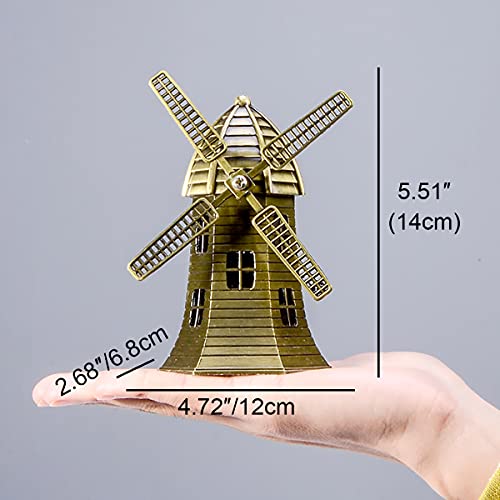 Gift_Source Vintage Bronze Alloy Metal Sculpture, World Famous Landmark Building Model Statue Replica Statues Collectible Figurine Desktop Decoration For Home Décor, Dutch Windmill Model Statue #TOP1