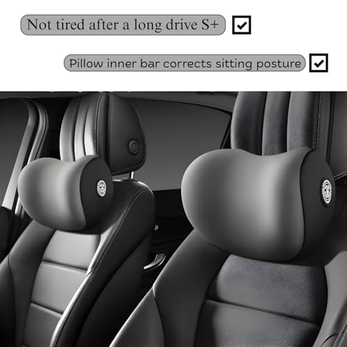 Image of Car Neck Rest Pillow | Ergonomic Memory Foam Headrest Cushion for Neck Pain Relief | Adjustable Car Seat Support Pillow with Washable Cover | Universal Travel & Driving Comfort Pillow Gray