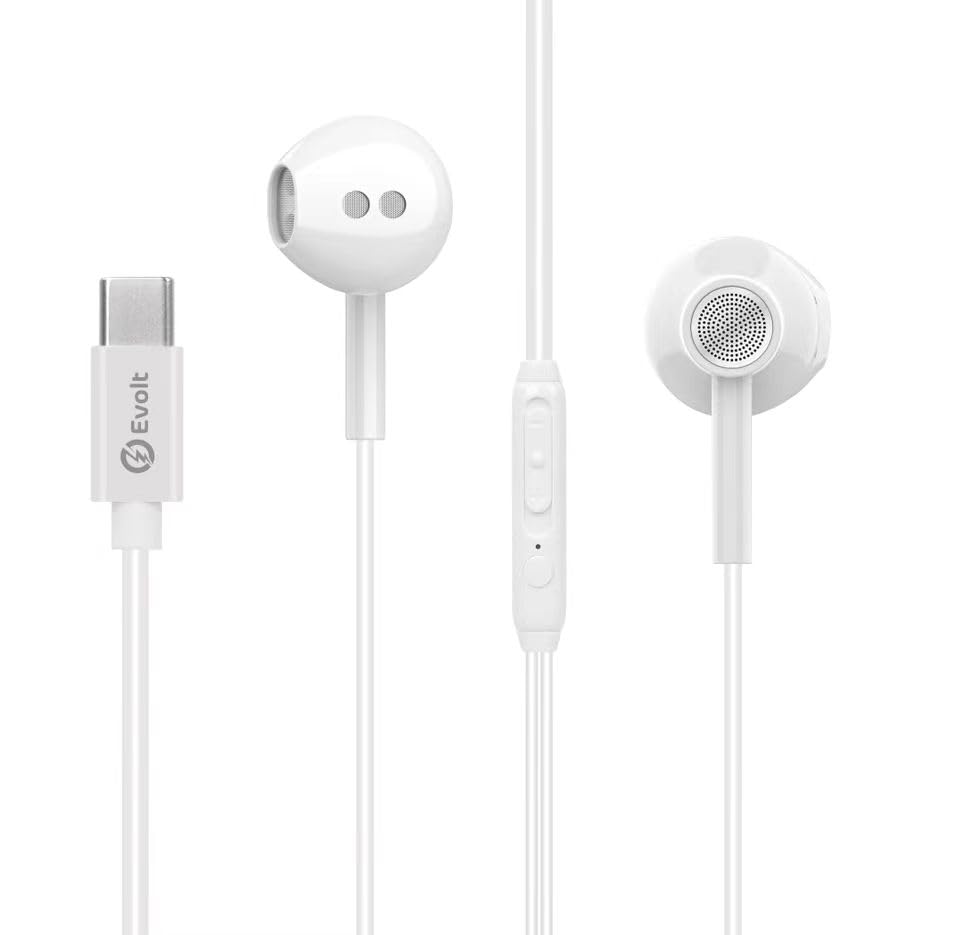 Evolt Gadgets SimplifiedEWH-OEC1 Wired Stereo Headset with Type-C connector White