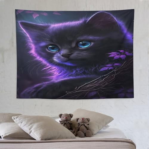 Tapisserie chat en tissu polyester infroissable pour décorations maison