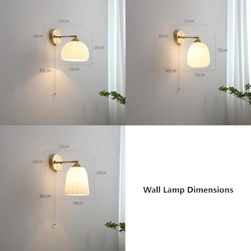 Lámpara de Pared con Interruptor de Cadena E27 Apliques Retro de Cristal 4