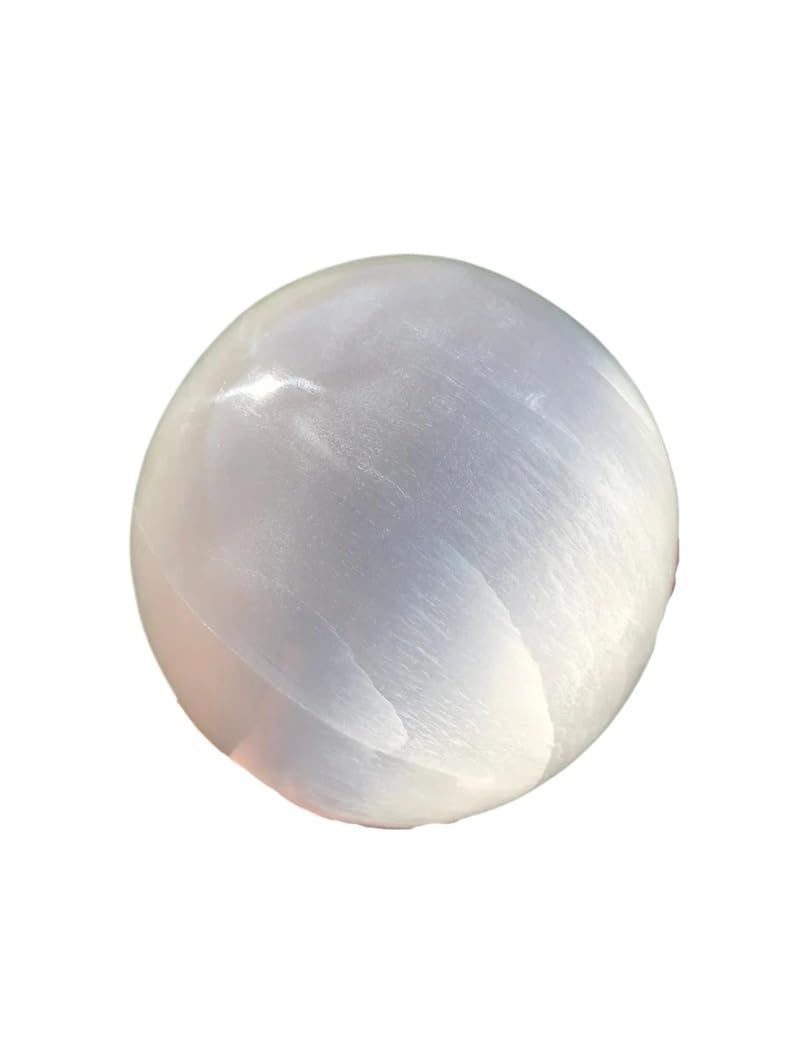 FOPURE 1pc 3.5-4cm Selenite sphere Quartz Crystal ball,Tabletop Decor for Home Office