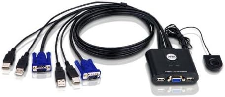 ATEN CS22U 2-Port USB Cable KVM Switch UK | #1 KVM Market Leader, black