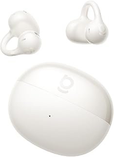 Baseus Bass BC1 Open Ear Earbuds Clip-On Headphones, Open-Ring Comfort with Tri-Curve Snug Clip, Powerful Sound with SuperBass, 4-Mic Clear Calls, IP55 Waterproof, 38H Playtime (White)