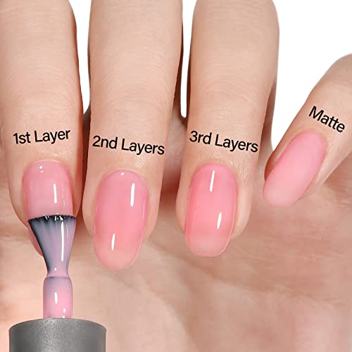 Aillsa Jelly Gel Nail Polish Set- Nude Polish Sheer Blush Pink Gel Polish Clear Translucent Gel Nail Polish With Natural Gel Nail Polish Easy To Apply Soak Off U V Gel Nail Polish For French 8 Colors #TOP3