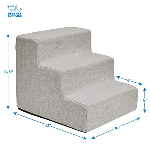 Image of Best Pet Supplies Pet Steps and Stairs with CertiPUR-US Certified Foam for Dogs and Cats - Sand, 3-Step (H: 13.5 inch)