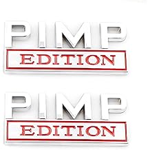 2 pc Pimp Edition Emblem Car Side Rear Front Hood Trunk Door Fender Bumper Metal Badge 3D Decal Sticker for F150 F250 F350 Silverdo 1500 2500 Sierra GMC Chevy Car Truck SUV,Silver,Red,CR-PE2