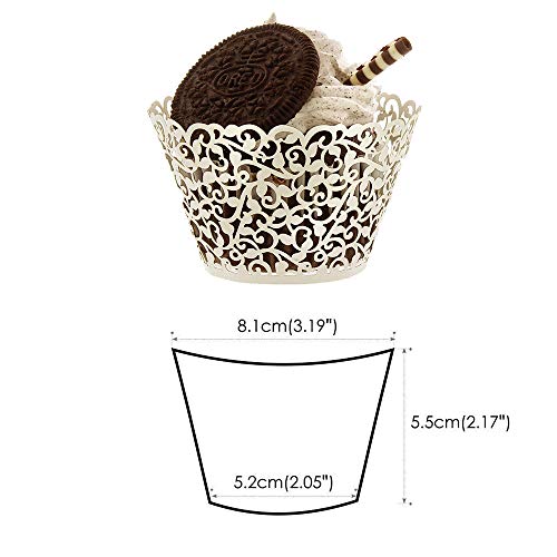 Golf 100Pcs Cupcake Wrappers Artistic Bake Cake Paper Filigree Little Vine Lace Laser Cut Liner Baking Cup Wraps Muffin Casetrays For Wedding Party Birthday Decoration (Beige) #TOP1
